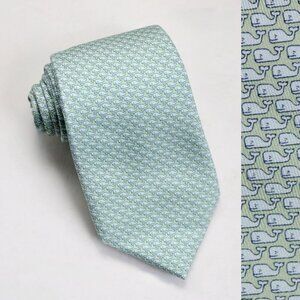 Vineyard Vines Men's Green Blue Vineyard Whale Silk Neck Tie NWT